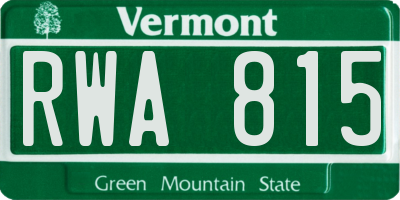 VT license plate RWA815