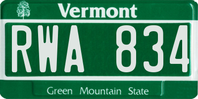 VT license plate RWA834