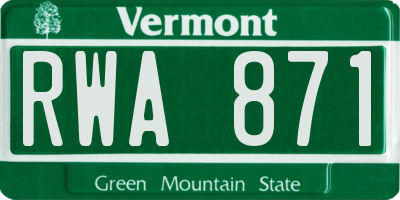VT license plate RWA871