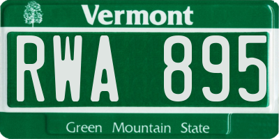VT license plate RWA895