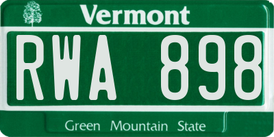 VT license plate RWA898