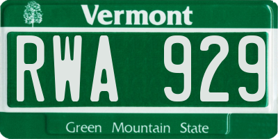 VT license plate RWA929