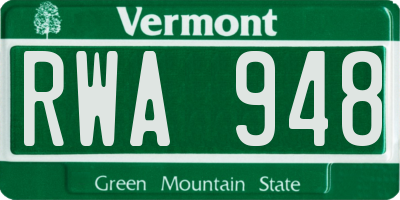 VT license plate RWA948