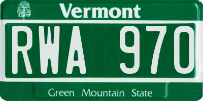 VT license plate RWA970