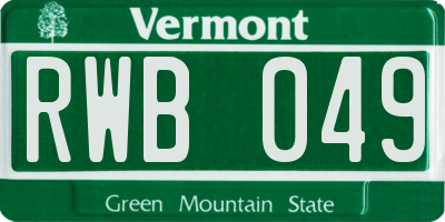VT license plate RWB049
