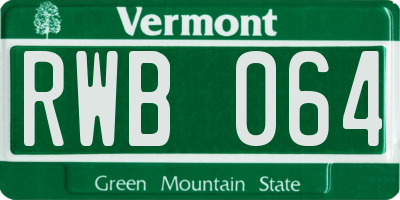 VT license plate RWB064