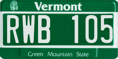 VT license plate RWB105