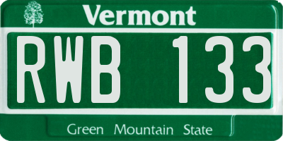 VT license plate RWB133
