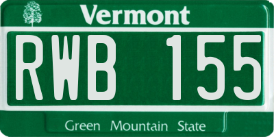 VT license plate RWB155