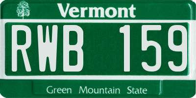 VT license plate RWB159