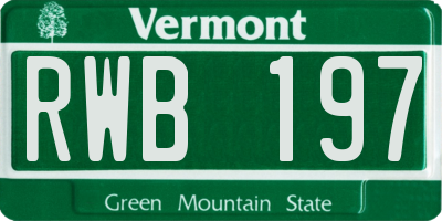 VT license plate RWB197