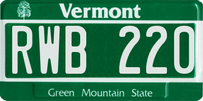 VT license plate RWB220