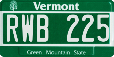 VT license plate RWB225