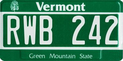 VT license plate RWB242