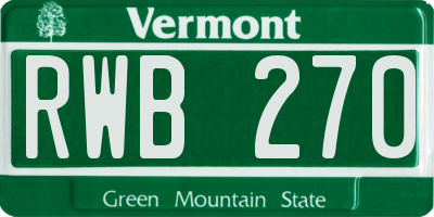 VT license plate RWB270