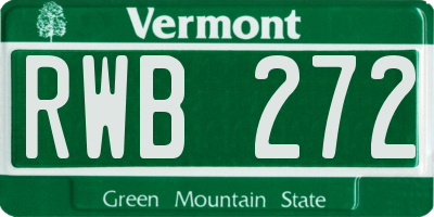 VT license plate RWB272