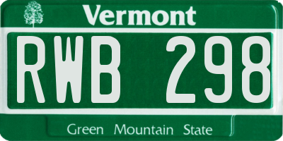 VT license plate RWB298