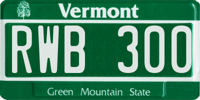VT license plate RWB300