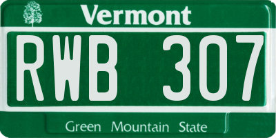 VT license plate RWB307