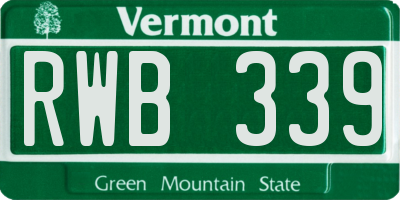 VT license plate RWB339