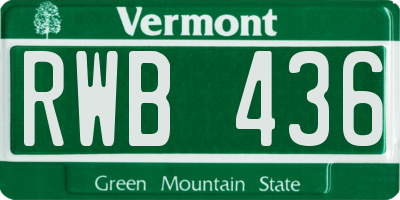 VT license plate RWB436