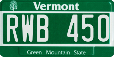 VT license plate RWB450