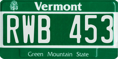 VT license plate RWB453