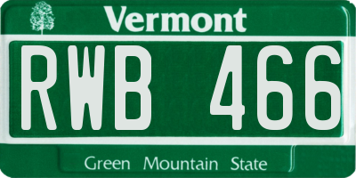 VT license plate RWB466