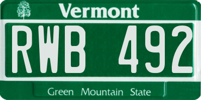 VT license plate RWB492