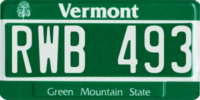 VT license plate RWB493