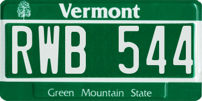 VT license plate RWB544