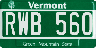 VT license plate RWB560
