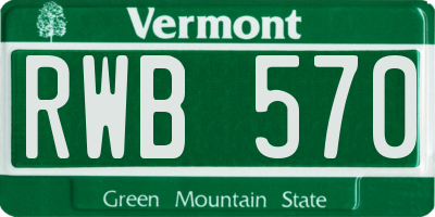 VT license plate RWB570