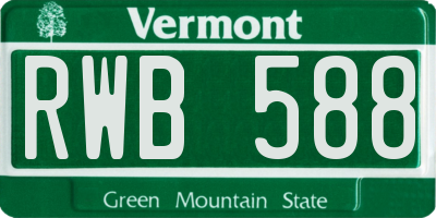 VT license plate RWB588