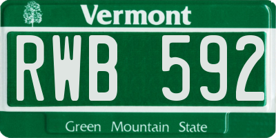 VT license plate RWB592