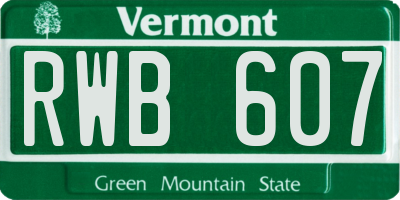 VT license plate RWB607