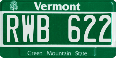 VT license plate RWB622