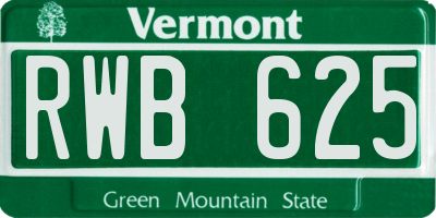 VT license plate RWB625
