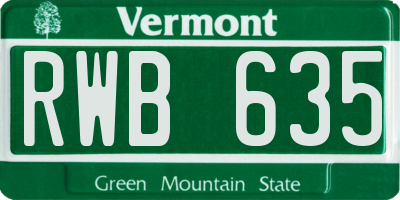 VT license plate RWB635