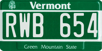 VT license plate RWB654