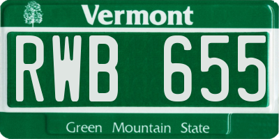 VT license plate RWB655