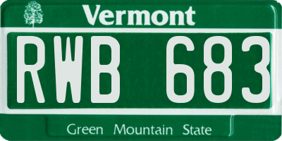 VT license plate RWB683