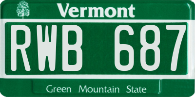 VT license plate RWB687