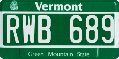 VT license plate RWB689