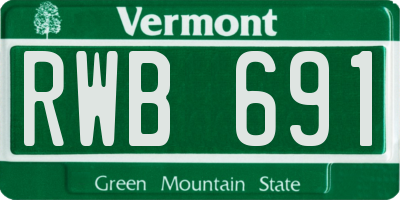 VT license plate RWB691