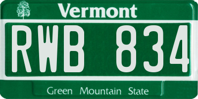 VT license plate RWB834