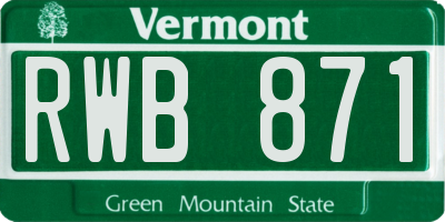 VT license plate RWB871