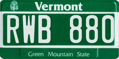 VT license plate RWB880