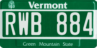 VT license plate RWB884