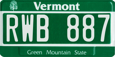 VT license plate RWB887